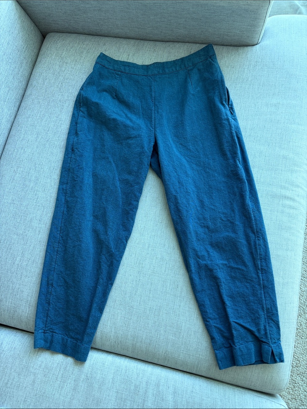 fabindia Teal Blue Women Tapered Chinos